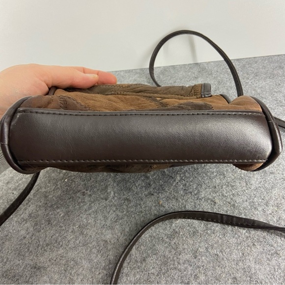 Vintage Mitzi Brown Patchwork Leather Mini Crossbody Bag Purse - Picture 7 of 8